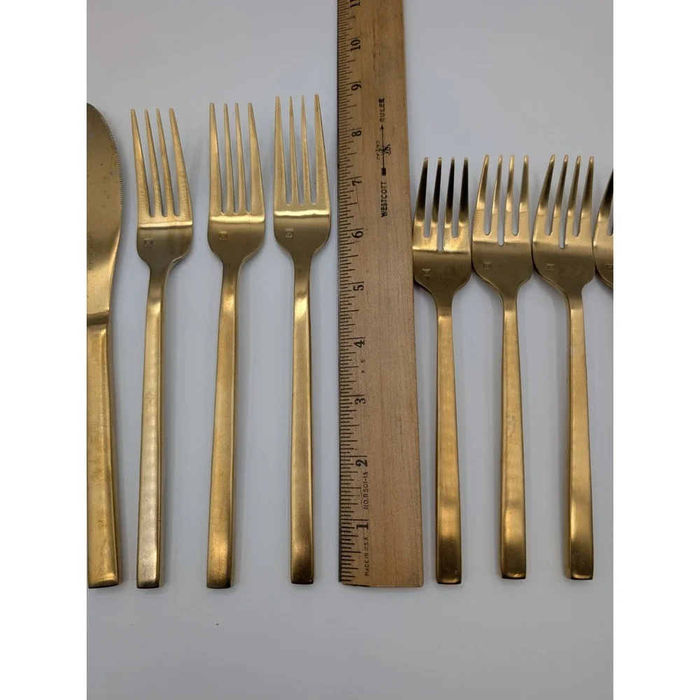 FORTESSA 18/10 Arezzo Brushed Gold Flatware Lot‎ Of 11 Replacement Pieces